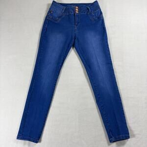 Sexy Couture Juniors High Rise Skinny Jeans Blue Stretch Denim Size 15
